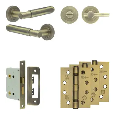 Click Here To Enlarge This Photo Of JV848AB Frelan Hardware Jedo Complete 'Bloom' Door Handle Pack - Internal Doors - Antique Brass