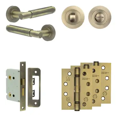 Click Here To Enlarge This Photo Of JV848AB Frelan Hardware Jedo Complete 'Bloom' Door Handle Pack - Internal Doors - Antique Brass