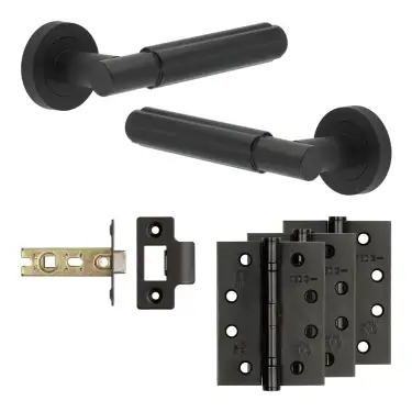 Click Here To Enlarge This Photo Of JV848MB Frelan Hardware Jedo Complete 'Bloom' Door Handle Pack - Internal Doors - Matt Black