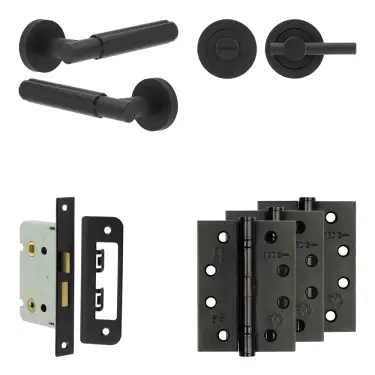 Click Here To Enlarge This Photo Of JV848MB Frelan Hardware Jedo Complete 'Bloom' Door Handle Pack - Internal Doors - Matt Black