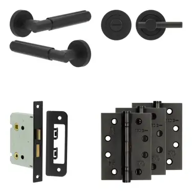 Click Here To Enlarge This Photo Of JV848MB Frelan Hardware Jedo Complete 'Bloom' Door Handle Pack - Internal Doors - Matt Black