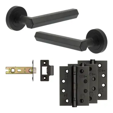 Click Here To Enlarge This Photo Of JV849MB Frelan Hardware Jedo Complete 'Hex' Door Handle Pack - Internal Doors - Matt Black