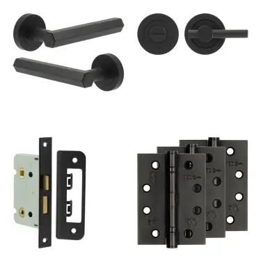 Click Here To Enlarge This Photo Of JV849MB Frelan Hardware Jedo Complete 'Hex' Door Handle Pack - Internal Doors - Matt Black