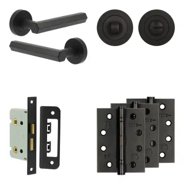 Click Here To Enlarge This Photo Of JV849MB Frelan Hardware Jedo Complete 'Hex' Door Handle Pack - Internal Doors - Matt Black