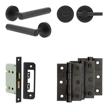 Click Here To Enlarge This Photo Of JV849MB Frelan Hardware Jedo Complete 'Hex' Door Handle Pack - Internal Doors - Matt Black