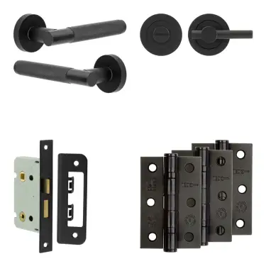 Click Here To Enlarge This Photo Of JV850MB Frelan Hardware Jedo Complete 'Bari' Door Handle Pack - Internal Doors - Matt Black