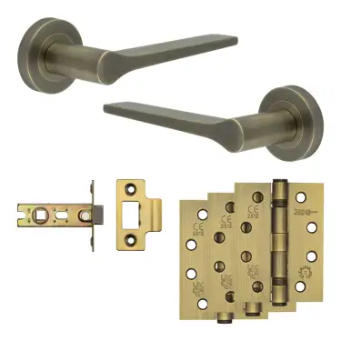 Click Here To Enlarge This Photo Of JV851AB Frelan Hardware Jedo Complete 'Gio' Door Handle Pack - Internal Doors - Antique Brass