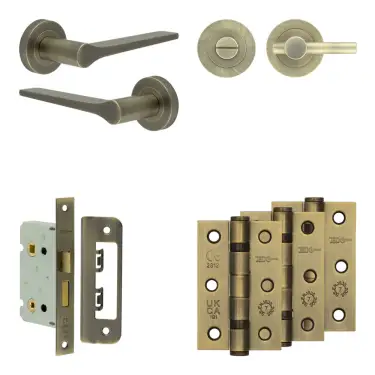 Click Here To Enlarge This Photo Of JV851AB Frelan Hardware Jedo Complete 'Gio' Door Handle Pack - Internal Doors - Antique Brass