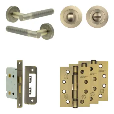 Click Here To Enlarge This Photo Of JV852AB Frelan Hardware Jedo Complete 'Venice' Door Handle Pack - Internal Doors - Antique Brass
