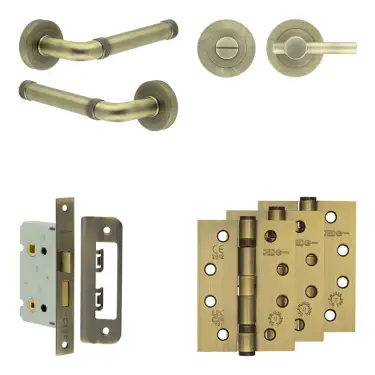 Click Here To Enlarge This Photo Of JV853AB Frelan Hardware Jedo Complete 'Midtown' Door Handle Pack - Internal Doors - Antique Brass