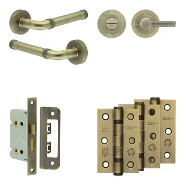 Click Here To Enlarge This Photo Of JV853AB Frelan Hardware Jedo Complete 'Midtown' Door Handle Pack - Internal Doors - Antique Brass