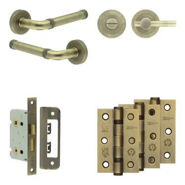 Click Here To Enlarge This Photo Of JV853AB Frelan Hardware Jedo Complete 'Midtown' Door Handle Pack - Internal Doors - Antique Brass