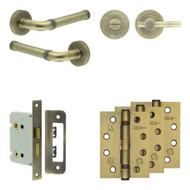 Click Here To Enlarge This Photo Of JV853AB Frelan Hardware Jedo Complete 'Midtown' Door Handle Pack - Internal Doors - Antique Brass