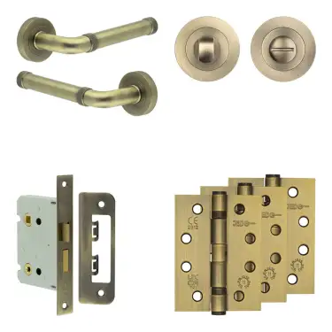 Click Here To Enlarge This Photo Of JV853AB Frelan Hardware Jedo Complete 'Midtown' Door Handle Pack - Internal Doors - Antique Brass