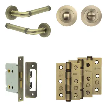 Click Here To Enlarge This Photo Of JV853AB Frelan Hardware Jedo Complete 'Midtown' Door Handle Pack - Internal Doors - Antique Brass
