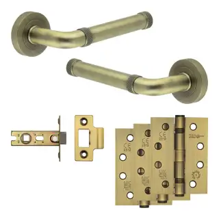 JV853AB Frelan Hardware Jedo Complete 'Midtown' Door Handle Pack - Internal Doors - Antique Brass