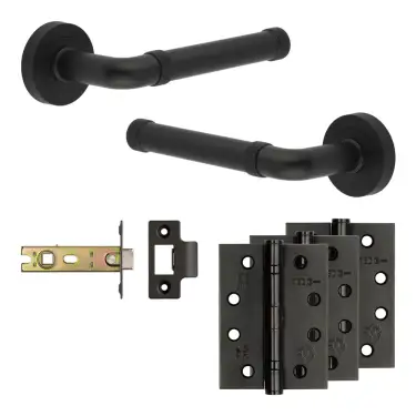 Click Here To Enlarge This Photo Of JV853MB Frelan Hardware Jedo Complete 'Midtown' Door Handle Pack - Internal Doors - Matt Black