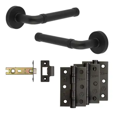 Click Here To Enlarge This Photo Of JV853MB Frelan Hardware Jedo Complete 'Midtown' Door Handle Pack - Internal Doors - Matt Black