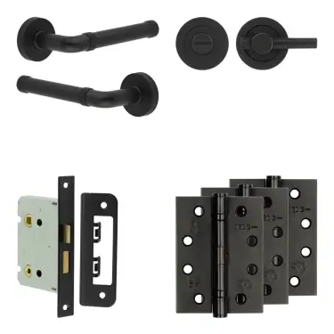Click Here To Enlarge This Photo Of JV853MB Frelan Hardware Jedo Complete 'Midtown' Door Handle Pack - Internal Doors - Matt Black