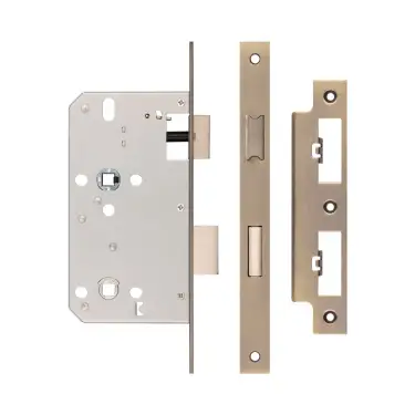 Click Here To Enlarge This Photo Of JL-DB60AB Frelan Hardware Jedo DIN Bathroom Lock 60mm Backset &lpar;78mm c&sol;c&rpar; with Square Corners - Antique Brass