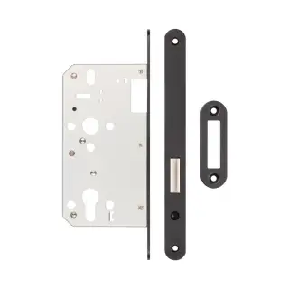 JL-DD60RMB Frelan Hardware Jedo DIN Euro Profile Deadlock 60mm Backset with Radius Corners - Black