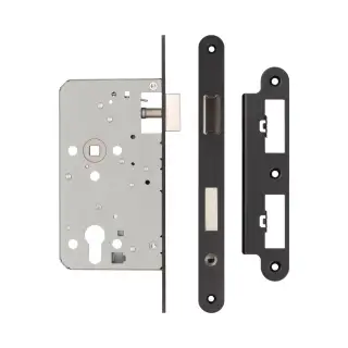 JL-DE60RMB Frelan Hardware Jedo DIN Euro Profile Escape Lock 60mm Backset &lpar;72mm c&sol;c&rpar; with Radius Corners - Black