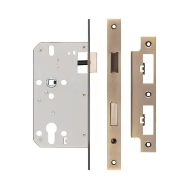 Click Here To Enlarge This Photo Of JL-DS60AB Frelan Hardware Jedo DIN Euro Profile Sashlock 60mm Backset &lpar;72mm c&sol;c&rpar; with Square Corners - Antique Brass