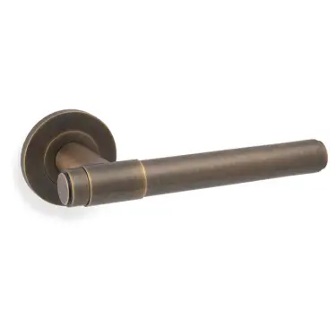 Click Here To Enlarge This Photo Of AW241AB - Alexander & Wilks Plain Kingston Lever on Round Rose - Antique Brass
