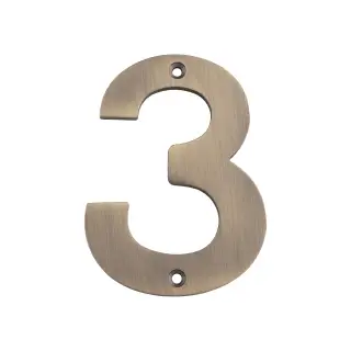 NUM10103AB - Carlisle Brass Eurospec 100mm Screw Fix Numeral '3' - Antique Brass