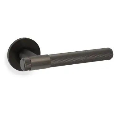 Click Here To Enlarge This Photo Of AW242DBZPVD - Alexander & Wilks Reeded Kingston Lever on Round Rose - Dark Bronze PVD