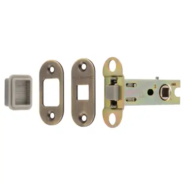Click Here To Enlarge This Photo Of TLM5030&sol;57&sol;AB&sol;R - Carlisle Brass Eurospec Magnetic Tubular Latch 76mm &lpar;57mm Backset&rpar; with Radius Corners - Antique Brass