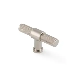 AW838-80-PNPVD - Alexander & Wilks Kingston Knurled T-Bar Cupboard Knob 80mm - Polished Nickel PVD