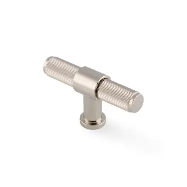 Click Here To Enlarge This Photo Of AW838R-80-PNPVD - Alexander & Wilks Kingston Reeded T-Bar Cupboard Knob 80mm - Polished Nickel PVD