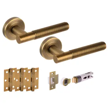 Click Here To Enlarge This Photo Of H2884MBR - Hunta 'Halo' Matt Bronze Passage Bullet Latch Doorpack with 3" Ball Bearing Hinges &lpar;57mm Backset&rpar;