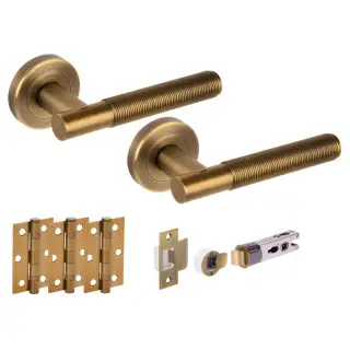 H2884MBR - Hunta 'Halo' Matt Bronze Passage Bullet Latch Doorpack with 3" Ball Bearing Hinges &lpar;57mm Backset&rpar;