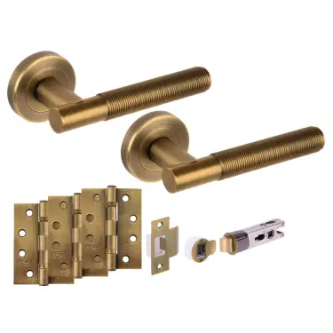 Click Here To Enlarge This Photo Of H2886MBR - Hunta 'Halo' Matt Bronze Passage Bullet Latch Doorpack with 4" Fire Door Ball Bearing Hinges &lpar;57mm Backset&rpar;