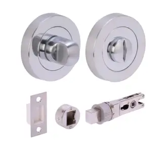 H2954PCSCP - Hunta Polished&sol;Satin Chrome Bathroom Turn & Release Bullet Deadbolt Doorpack &lpar;57mm Backset&rpar;