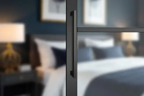 Click Here To Enlarge This Photo Of H2997BM - Hunta Matt Black Squared 300mm x 20mm Back to Back Squared Pull Handle Mag Pack with 3" Ball Bearing Hinges