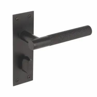 Click Here To Enlarge This Photo Of H2256BM - Hunta Dexra Knurled Lever Bathroom on Flat Plate Matt Black