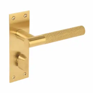 H2256SB - Hunta Dexra Knurled Lever Bathroom on Flat Plate Satin Brass