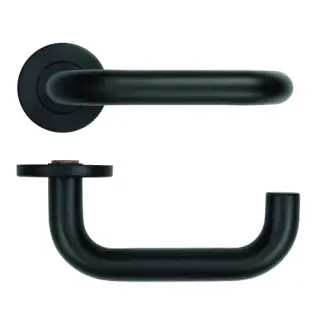 ZCS2030G36PCB Zoo Hardware 19mm Return to Door Lever on Round Rose - 53mm x 6mm &lpar;Grade 201&rpar; Powder Coated Black