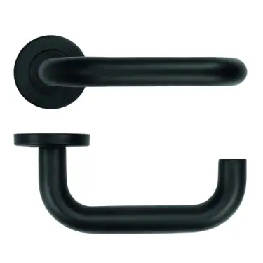 Click Here To Enlarge This Photo Of ZCS2030G3PCB Zoo Hardware 19mm Return to Door Lever on Round Rose - 52mm x 8mm &lpar;Grade 201&rpar; Powder Coated Black
