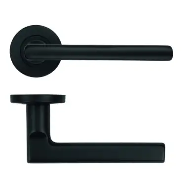 Click Here To Enlarge This Photo Of ZCS2180G3PCB Zoo Hardware Modern Lever on Round Rose - 52mm x 8mm &lpar;Grade 201&rpar; Powder Coated Black