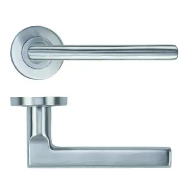 Click Here To Enlarge This Photo Of ZCS2180G3SS Zoo Hardware Modern Lever on Round Rose - 52mm x 8mm &lpar;Grade 201&rpar; Satin Stainless Steel