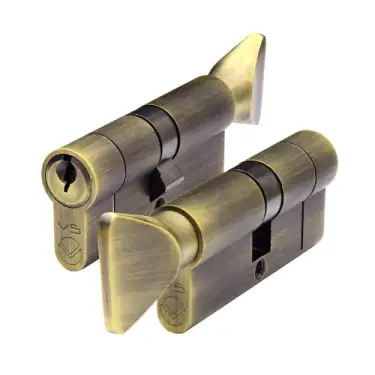 Click Here To Enlarge This Photo Of V5EP60CTABKTD Zoo Hardware Vier 5 Euro Profile 60mm Cylinder & Turn Keyed to Differ - Antique Brass Finish