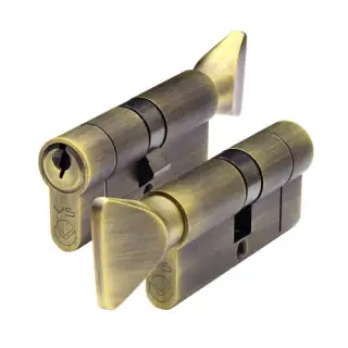 V5EP70CTABKTD Zoo Hardware Vier 5 Euro Profile 70mm Cylinder & Turn Keyed to Differ - Antique Brass Finish
