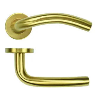 ZCS2040G3PVDSB Zoo Hardware 19mm Arched Lever on Round Rose - 52mm x 8mm &lpar;Grade 201&rpar; PVD Satin Brass