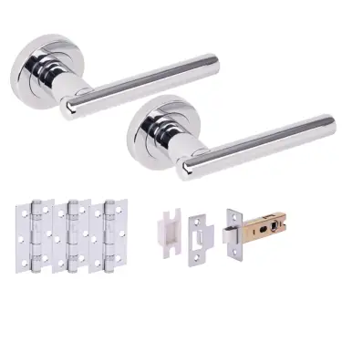 Click Here To Enlarge This Photo Of H6101PCP - Hunta 'Solus' Polished Chrome Passage Premium Latch Doorpack with 3" Ball Bearing Hinges &lpar;57mm Backset&rpar;