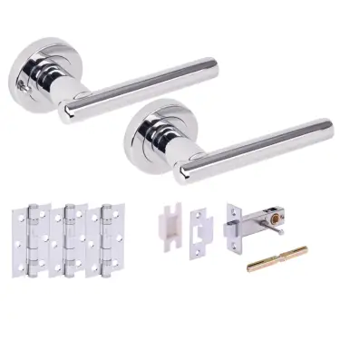 Click Here To Enlarge This Photo Of H6102PCP - Hunta 'Solus' Polished Chrome Privacy Premium Latch Doorpack with 3" Ball Bearing Hinges &lpar;57mm Backset&rpar;