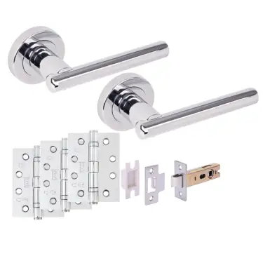 Click Here To Enlarge This Photo Of H6103PCP - Hunta 'Solus' Polished Chrome Passage Premium Latch Doorpack with 4" Fire Door Ball Bearing Hinges &lpar;57mm Backset&rpar;
